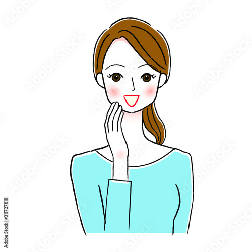 微笑む女性のイラスト　美容