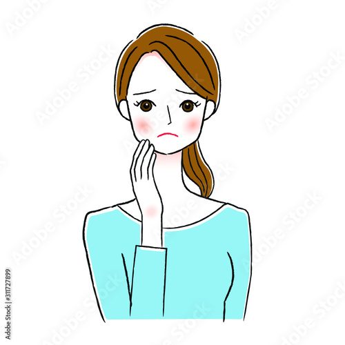 悩む女性のイラスト　美容