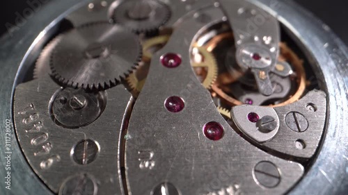 Wallpaper Mural The working mechanism of the old retro pocket watch of the times of the USSR. Close-up. Rotation in front of the camera Torontodigital.ca