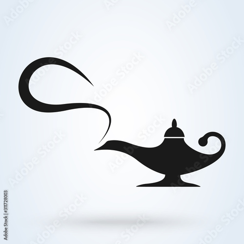 aladdin magic lamp, Simple vector modern icon design illustration.