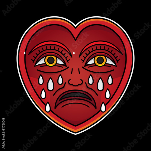 cry heart flash tattoo