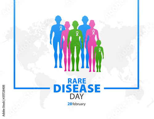 Rare Disease Day Poster or Banner Background. Group of people with rare diseases.