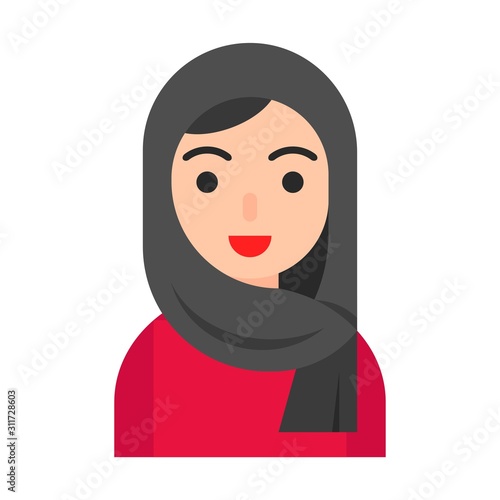 Muslim avatar vector, Muslim people flat icon