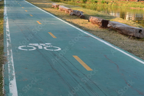 Bicycle lane for exercise outdoor, healthcare concept.
