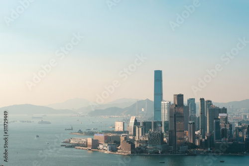 Skyline of Hong Kong, aerial of Kowloon city © hanohiki