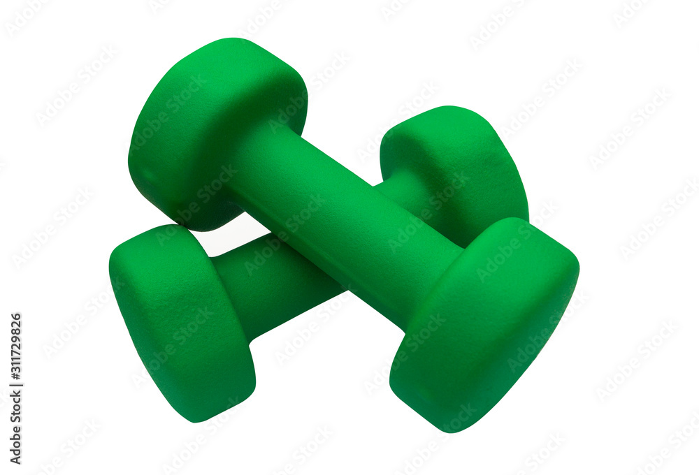 two dumbell for exercise in fitness gym isolated on white two dumbell for exercise in fitness gym isolated on white