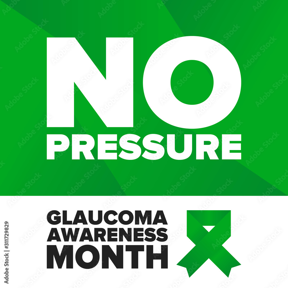Glaucoma Awareness Month. Celebrate annual in January. Vision problems. Save your eyes. Prevention and protection. Green ribbon. Medical healthcare concept. Poster, banner and background. Vector