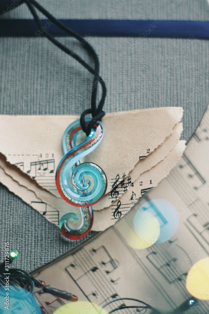 Jewelry composition on interior background with bokeh