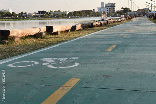Bicycle lane for exercise outdoor, healthcare concept.