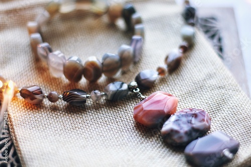 Obraz na płótnie Jewelry composition on interior background with bokeh w salonie