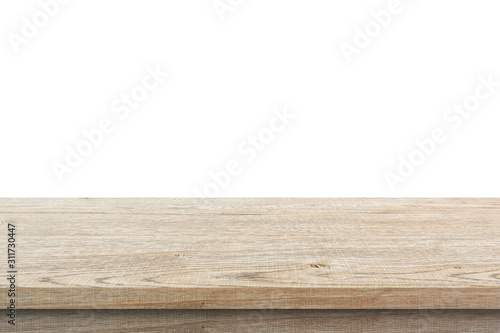 wooden table isolate on white background.