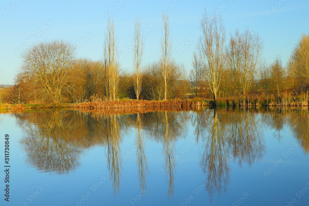 Obraz premium Lake in East Devon AONB (Area of Outstanding Natural Beauty) in late autumn