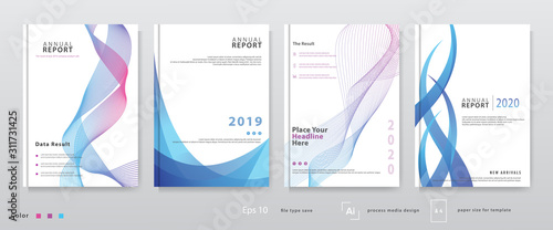 Elegant annual report cover with wave line