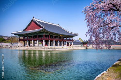 gyeongbokgung palace in spring at seoul city south korea