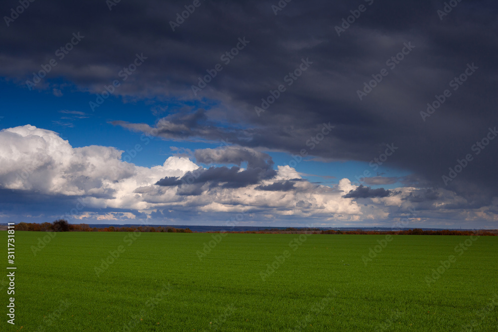 Clouds over the field.