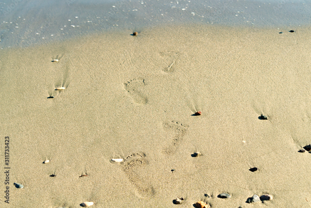Footprints at sandy beach Footprints at sandy beach