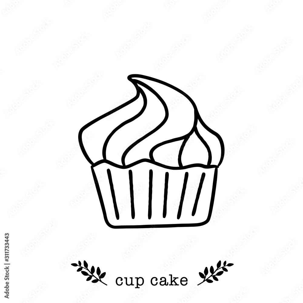 Vector cupcake icon in hand drawn style Vector cupcake icon in hand drawn style