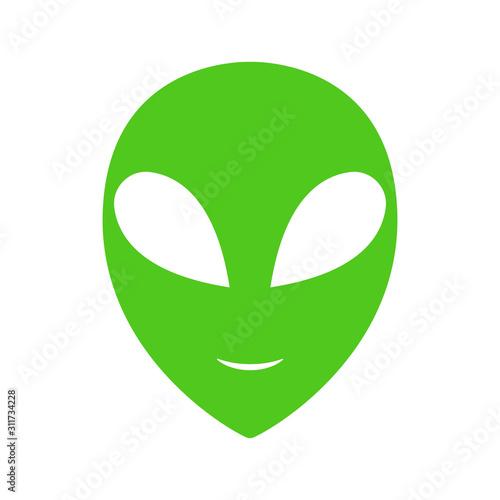Green alien face. Extraterrestrial head icon vector illustration