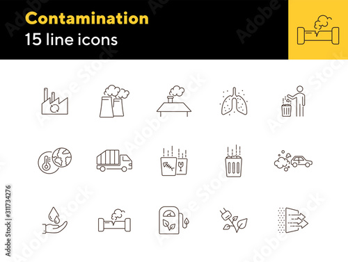 Contamination icons. Set of line icons.
