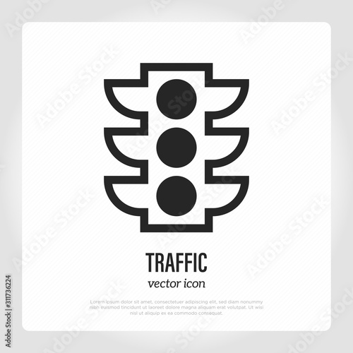 Traffic light thin line icon. Stoplight. Vector illustration.