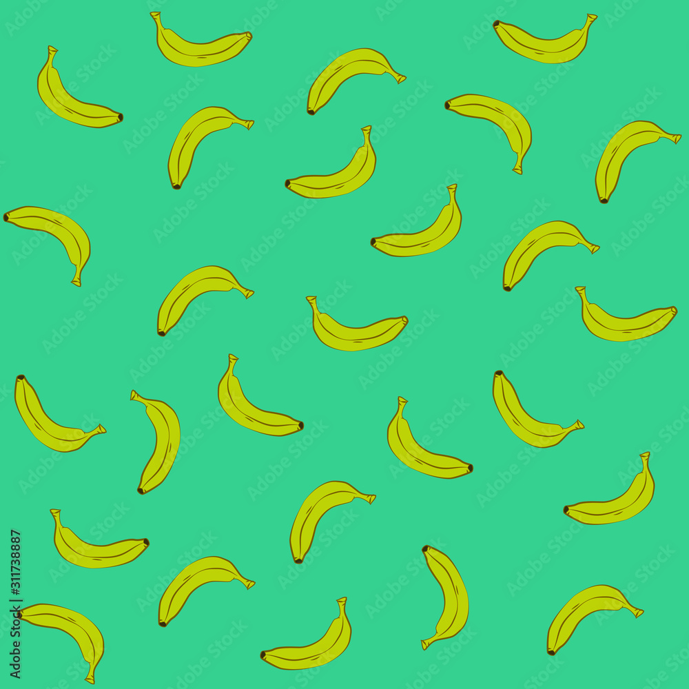 yellow bananas on the blue background. seamless vector pattern yellow bananas on the blue background. seamless vector pattern