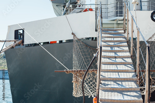 Photography ladder with a berth on a cargo ship