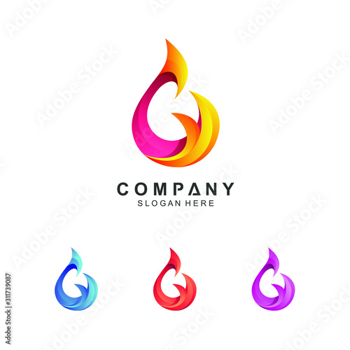 Fire Abstract Logo Design Template