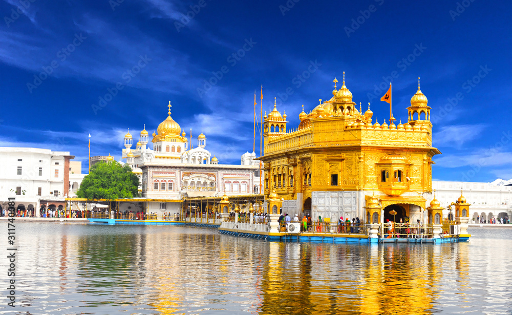 Beautiful view of golden temple shri darbar sahib in Amritsar, Punjab