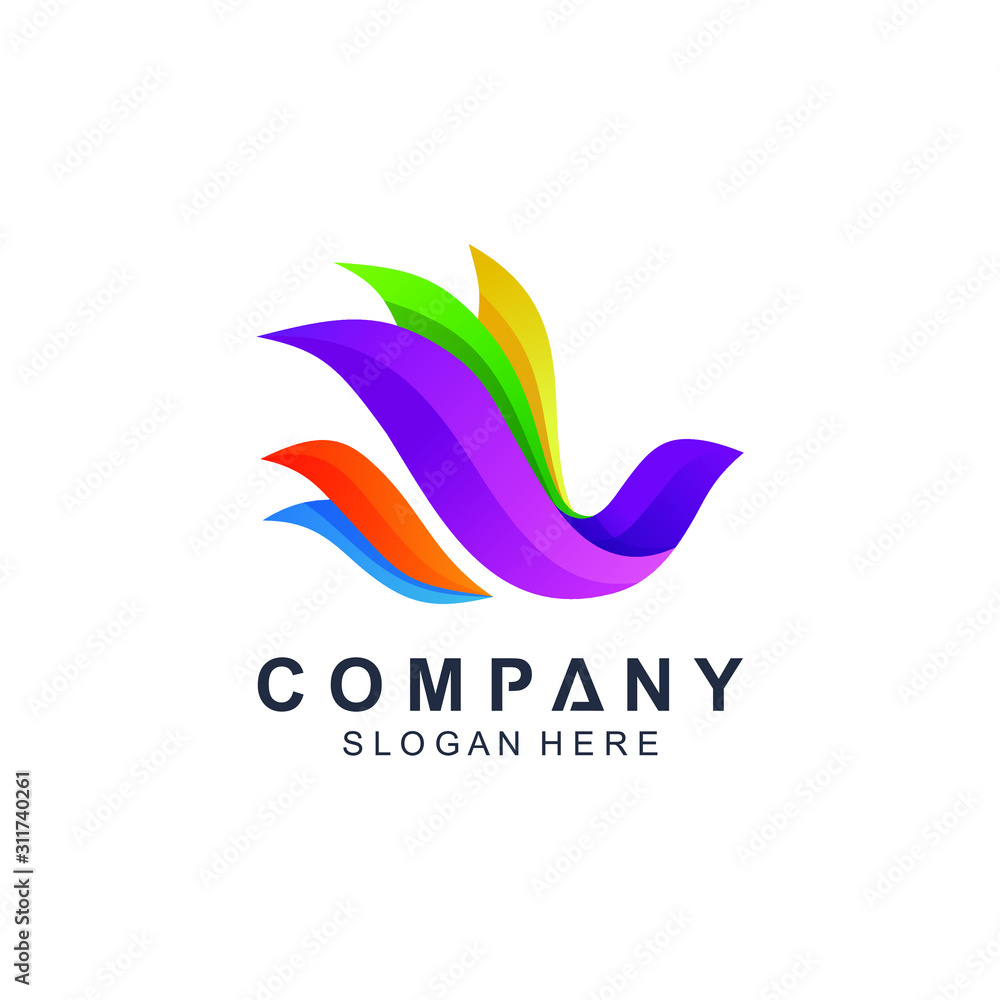 Fototapeta premium Colorful Abstract Bird Logo Design