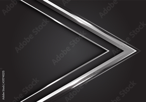 Abstract silver arrow direction on grey background design modern futuristic vector illustration.