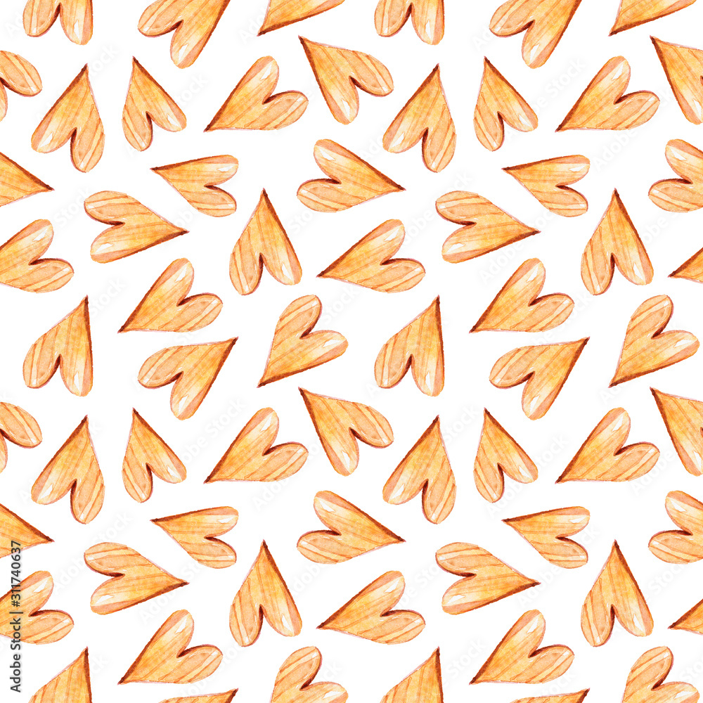 Watercolor seamless pattern with yellow hearts. Hand drawn print for Valentine's day, scrapbooking, wrapping paper Watercolor seamless pattern with yellow hearts. Hand drawn print for Valentine's day, scrapbooking, wrapping paper