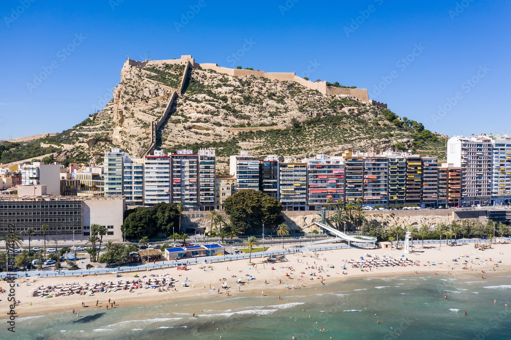 aerial view of the promenade and beach of Alicante