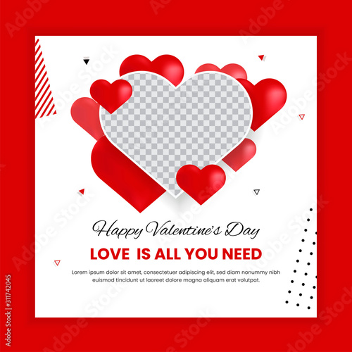 Valentine's day social media post template. Social media template vector illustration. Promotion banner template