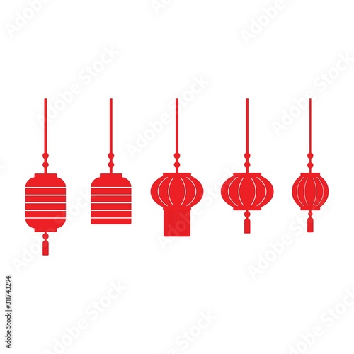 Chinese red lantern. Design creative concept lantern of chinese festival celebration flat design.