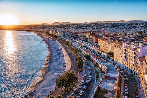City of Nice at sunset on the French Riviera photo