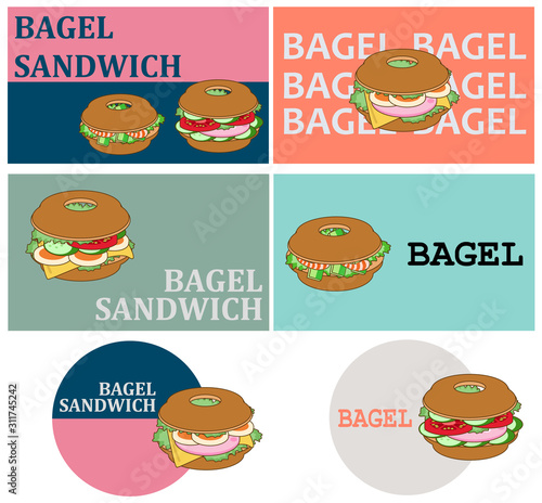 ベーグルサンドイッチ　 Bagel sandwich logo sticker