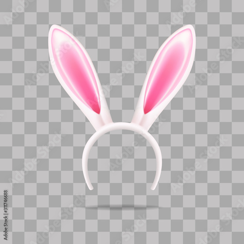 Easter bunny ears, mask for the holiday, decoration on the head, vector illustration.