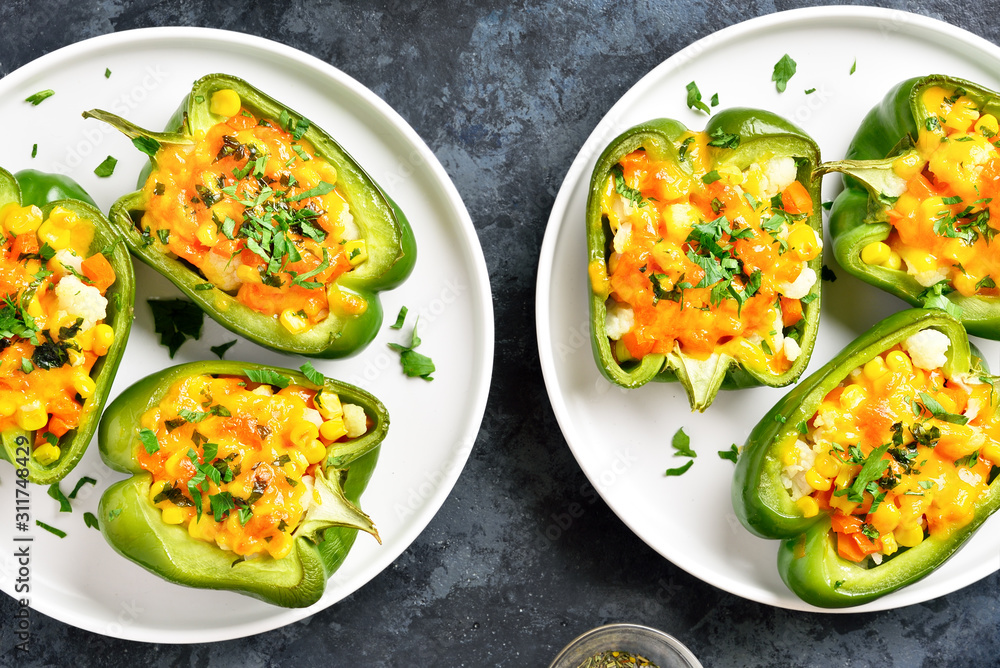 Baked green bell peppers Baked green bell peppers