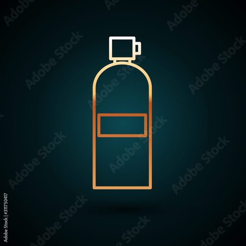 Gold line Aqualung icon isolated on dark blue background. Oxygen tank for diver. Diving equipment. Extreme sport. Diving underwater equipment. Vector Illustration