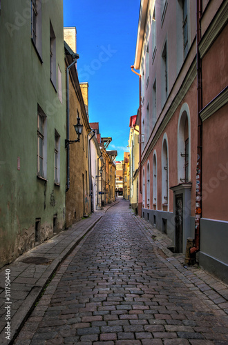narrow street in old town of tallinn