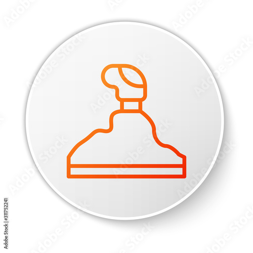 Orange line Gear shifter icon isolated on white background. Transmission icon. White circle button. Vector Illustration