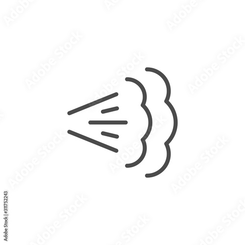 Air spray cloud line outline icon