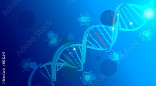 Modern medical background with DNA silhouette and types of services