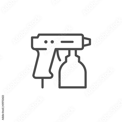 Compressor paint gun line outline icon