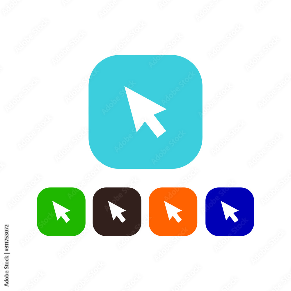 Click icon vector in trendy flat style isolated on white background. Arrow icon in five different colour Click icon vector in trendy flat style isolated on white background. Arrow icon in five different colour