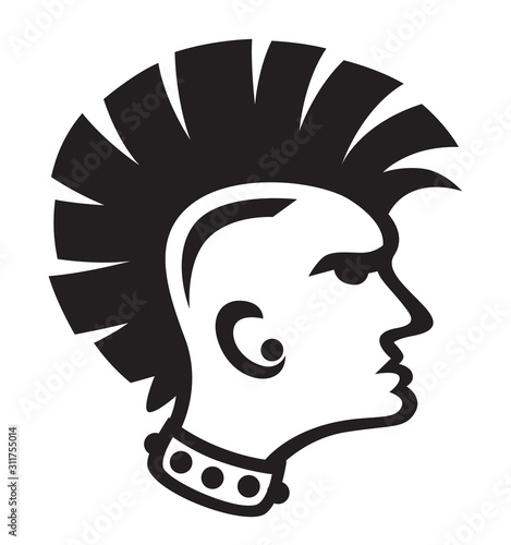 Punk head on a white background