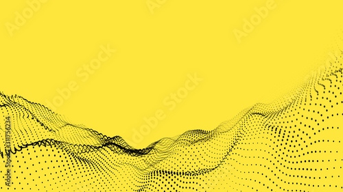Wallpaper Mural 3D Technology Style Ripple Grid, 3D Rendering Big data Wave Background Torontodigital.ca