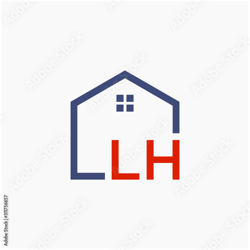 letter LH with home element. initial L H Real Estate concept. Construction logo template, Home and Real Estate icon. Housing Complex Simple Vector Logo Template. - vector