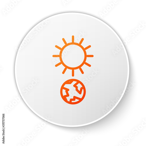 Orange line Solstice icon isolated on white background. White circle button. Vector Illustration