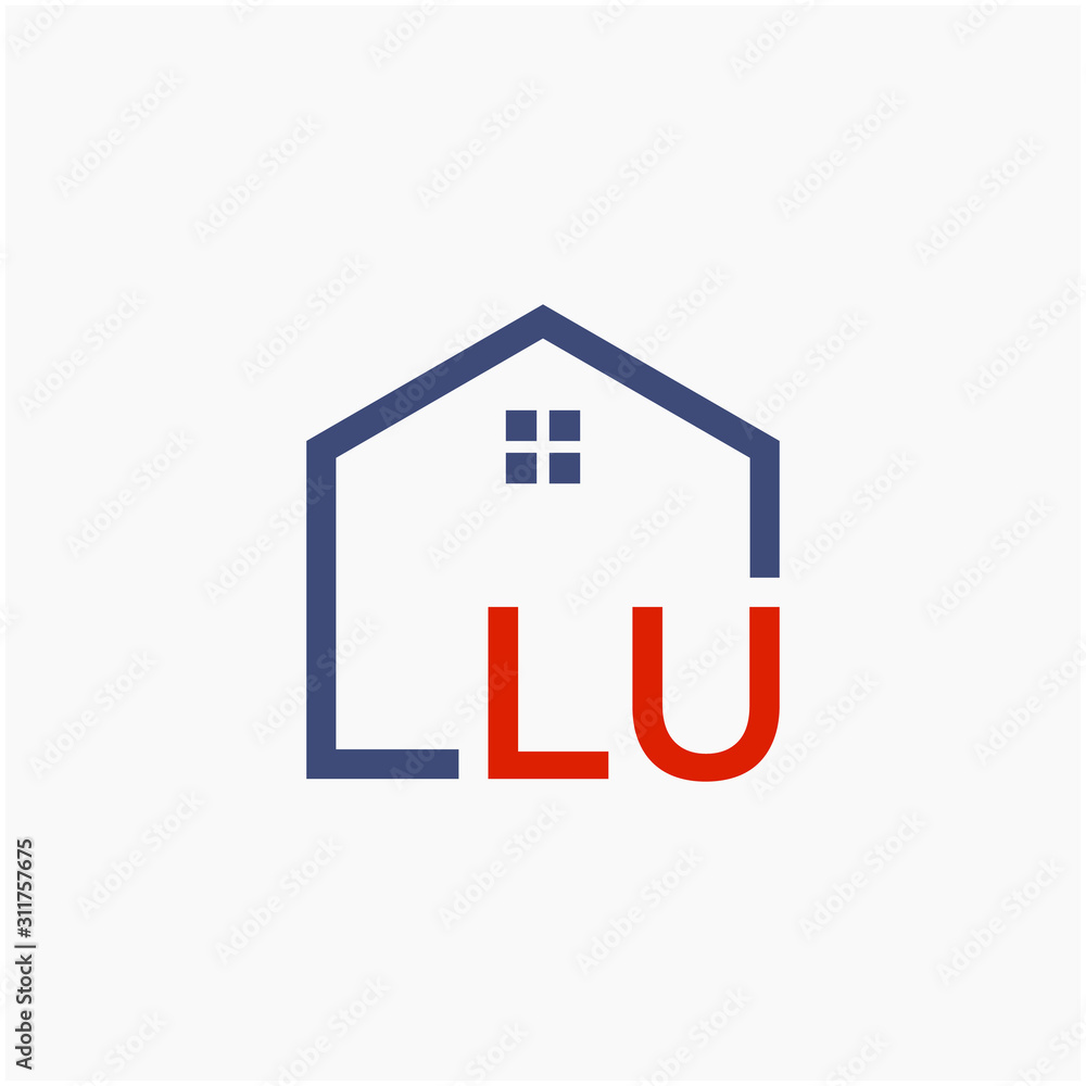 letter LU with home element. initial L U Real Estate concept. Construction logo template, Home and Real Estate icon. Housing Complex Simple Vector Logo Template. - vector letter LU with home element. initial L U Real Estate concept. Construction logo template, Home and Real Estate icon. Housing Complex Simple Vector Logo Template. - vector